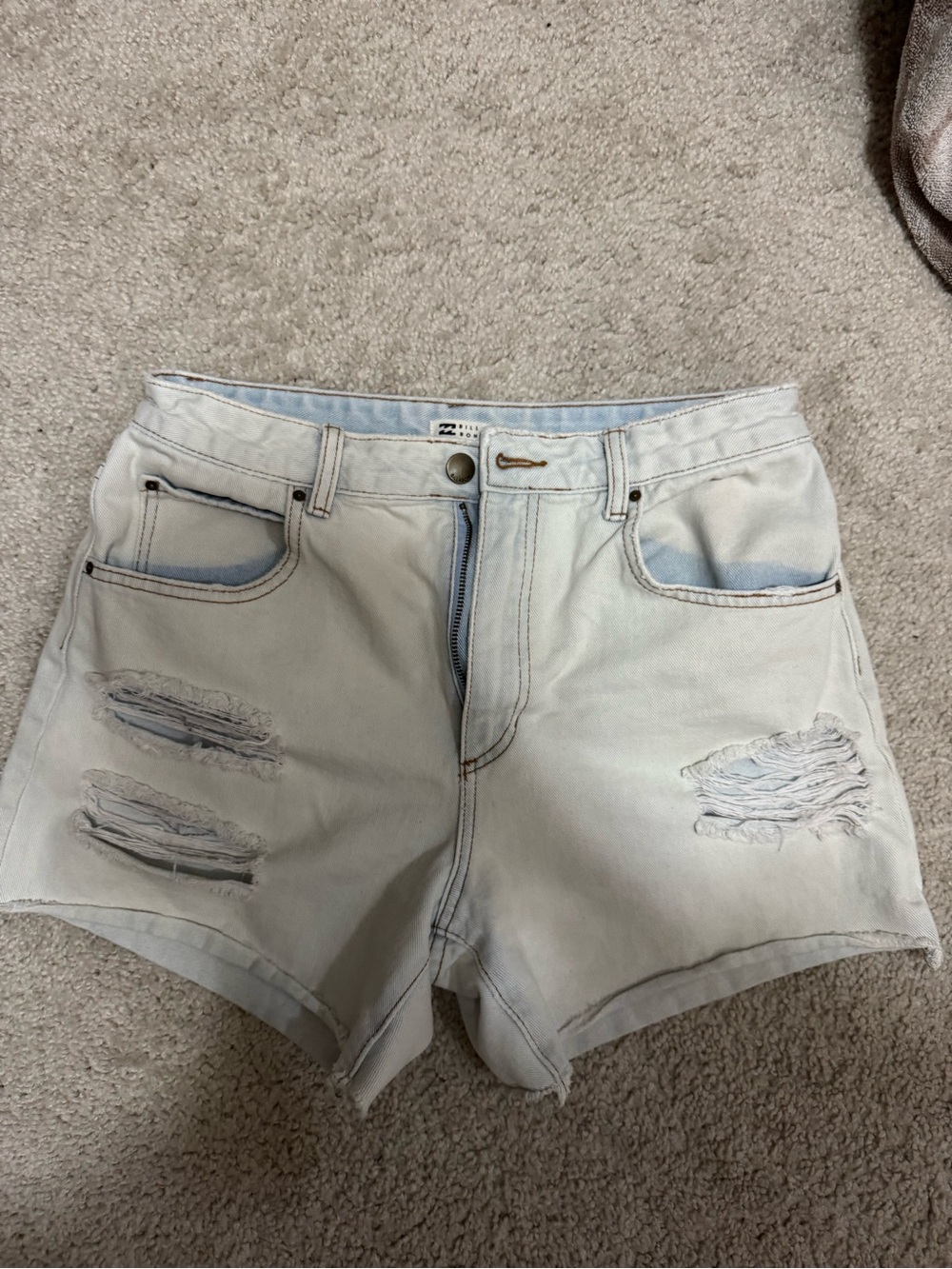Billabong How About That/ High-Rise Distressed Light Wash Women’s Denim Shorts